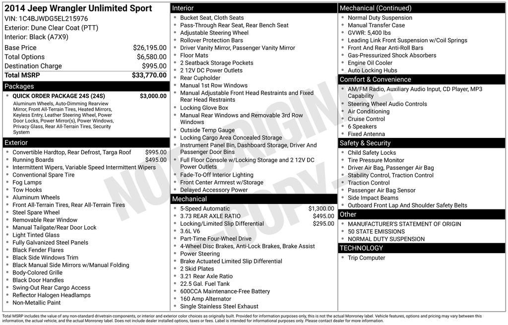 2014 Jeep Wrangler Unlimited Sport