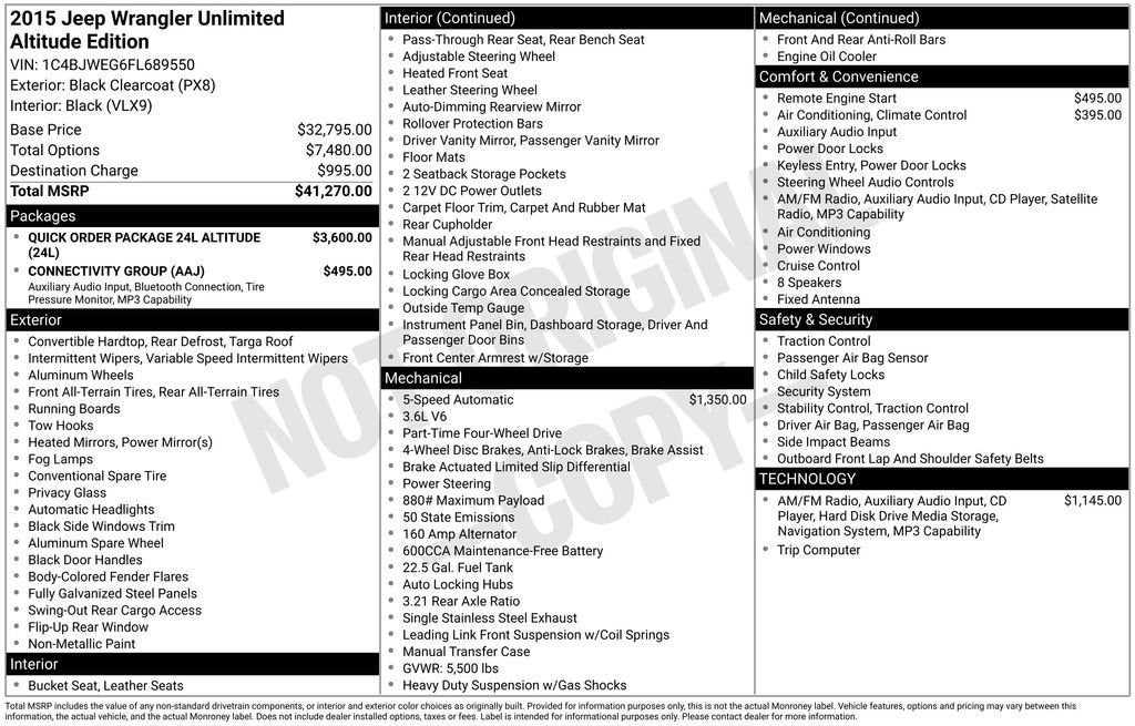 2015 Jeep Wrangler Unlimited Altitude