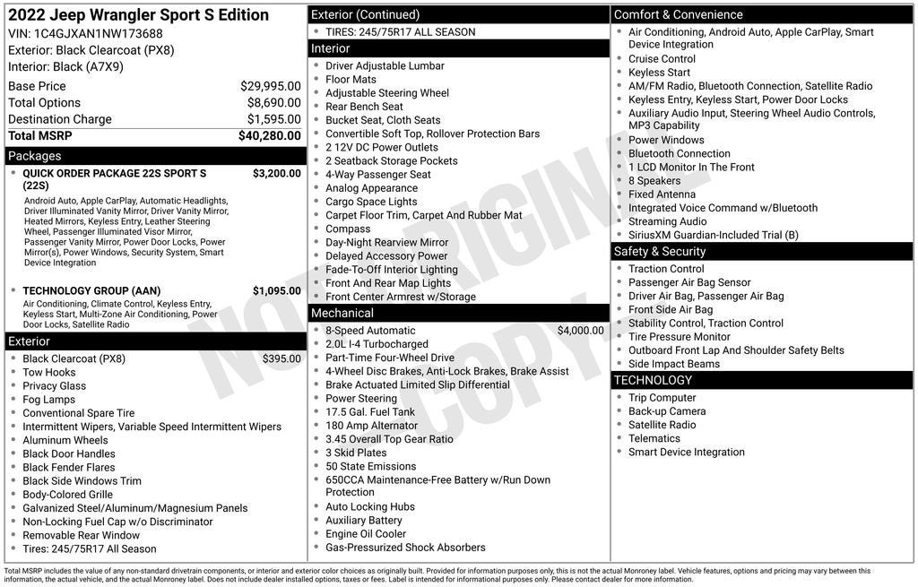 2022 Jeep Wrangler Sport S