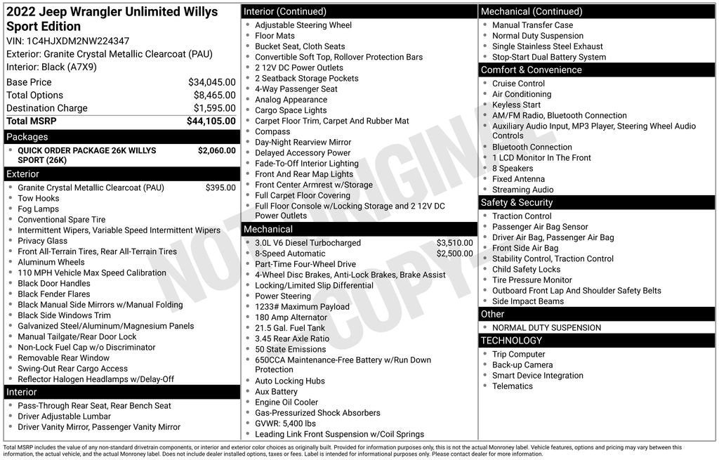 2022 Jeep Wrangler Unlimited Willys Sport