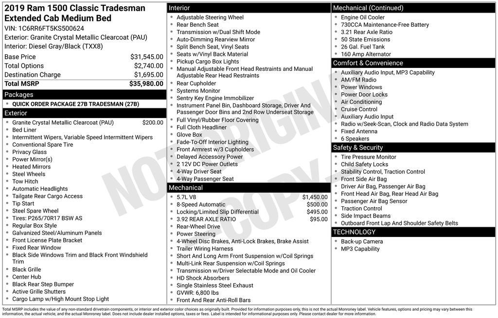 2019 RAM 1500 Classic Tradesman