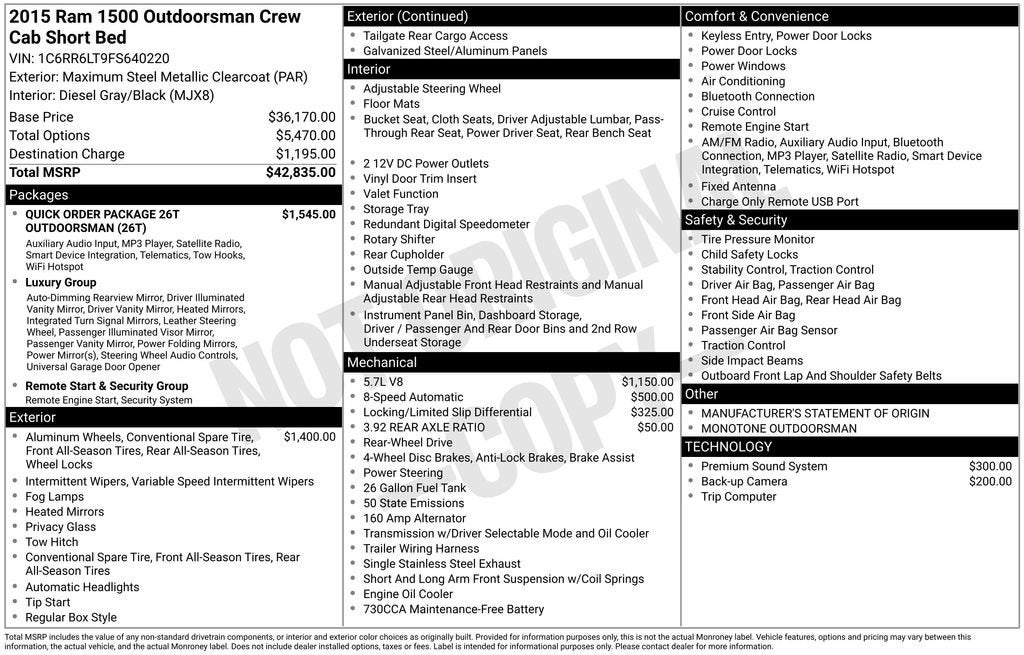 2015 RAM 1500 Outdoorsman