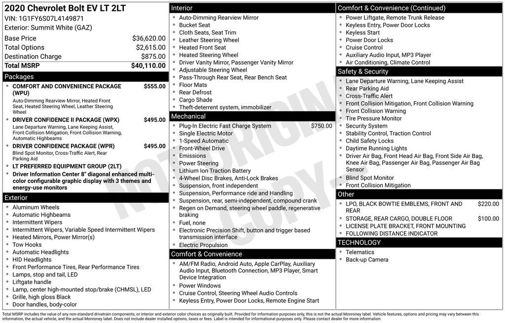 2020 Chevrolet Bolt EV LT