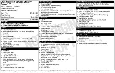 2026 Chevrolet Corvette Stingray 1LT