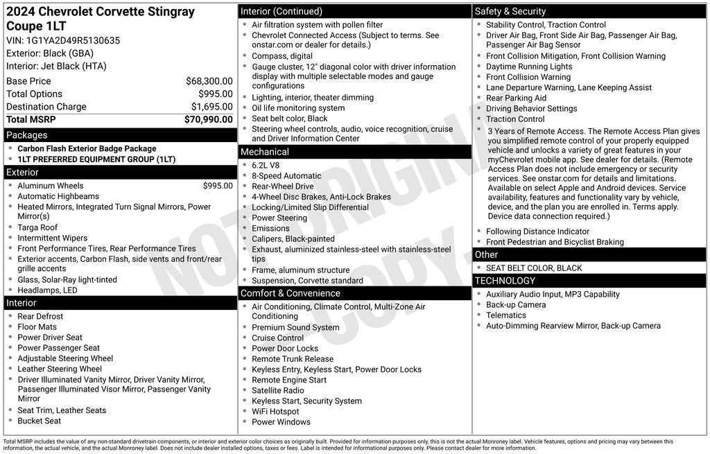 2024 Chevrolet Corvette Stingray 1LT