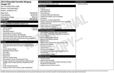 2014 Chevrolet Corvette Stingray 1LT