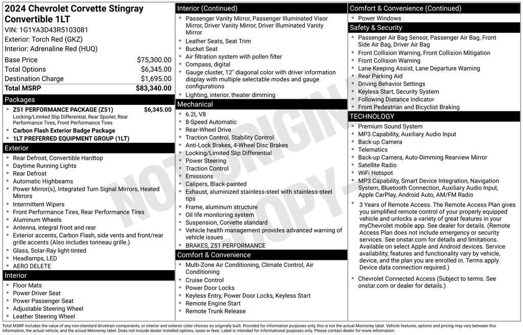 2024 Chevrolet Corvette Stingray 1LT