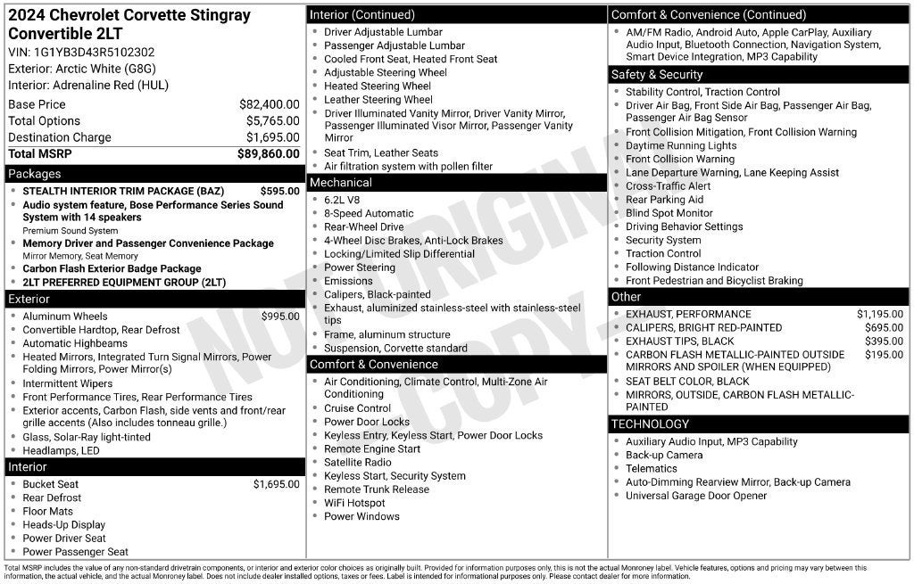 2024 Chevrolet Corvette Stingray 2LT