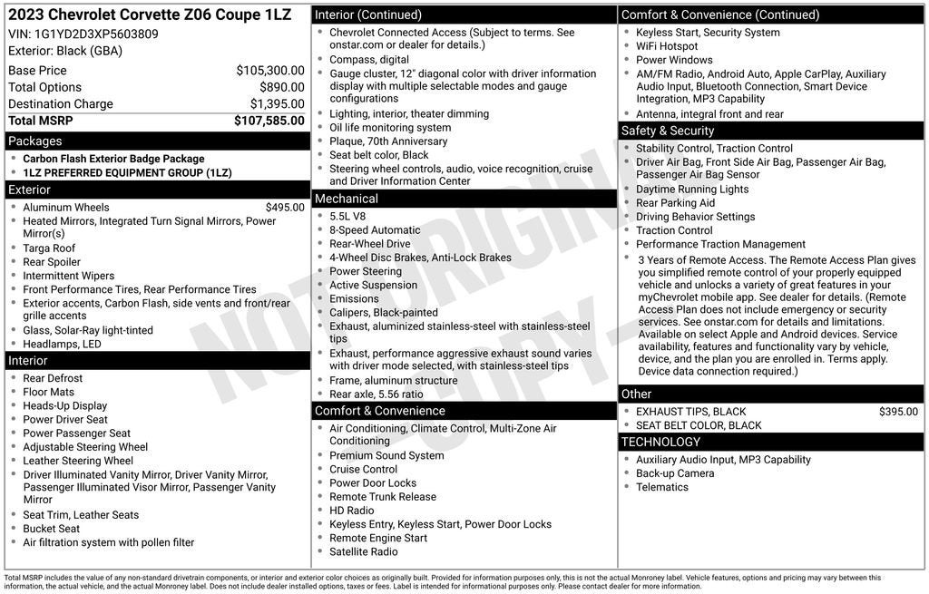 2023 Chevrolet Corvette Z06 1LZ