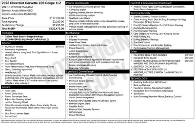 2026 Chevrolet Corvette Z06 1LZ