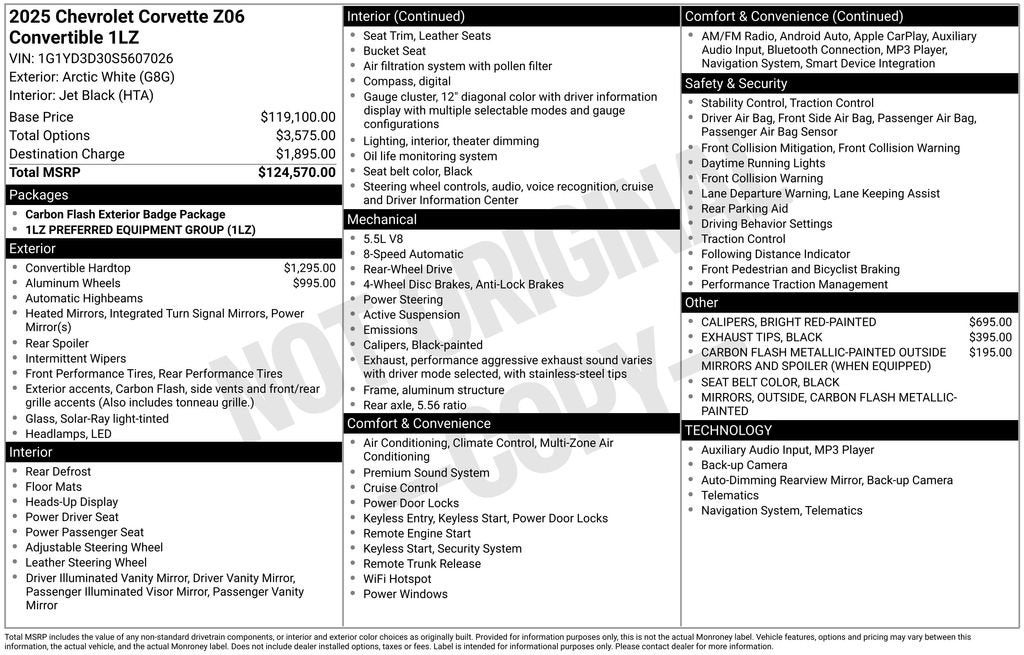 2025 Chevrolet Corvette Z06 1LZ