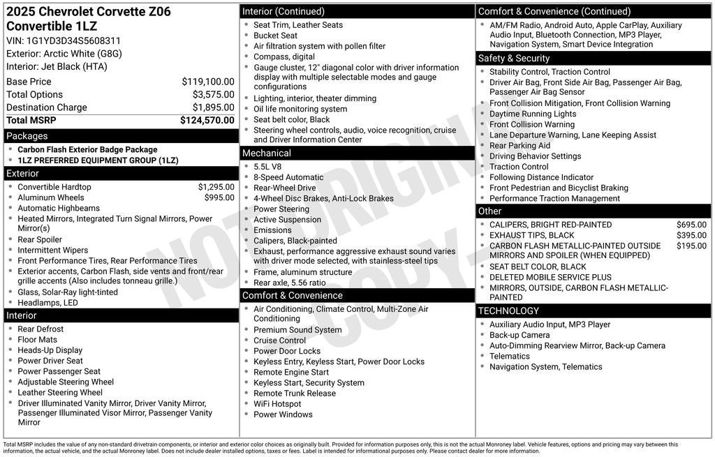 2025 Chevrolet Corvette Z06 1LZ