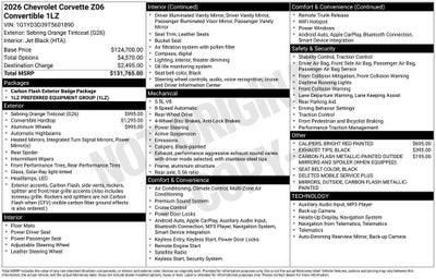 2026 Chevrolet Corvette Z06 1LZ