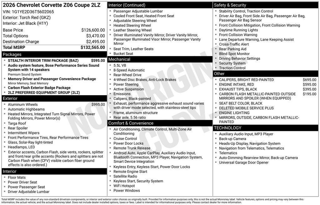 2026 Chevrolet Corvette Z06 2LZ
