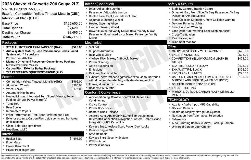 2026 Chevrolet Corvette Z06 2LZ