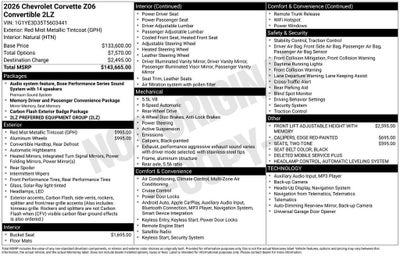 2026 Chevrolet Corvette Z06 2LZ