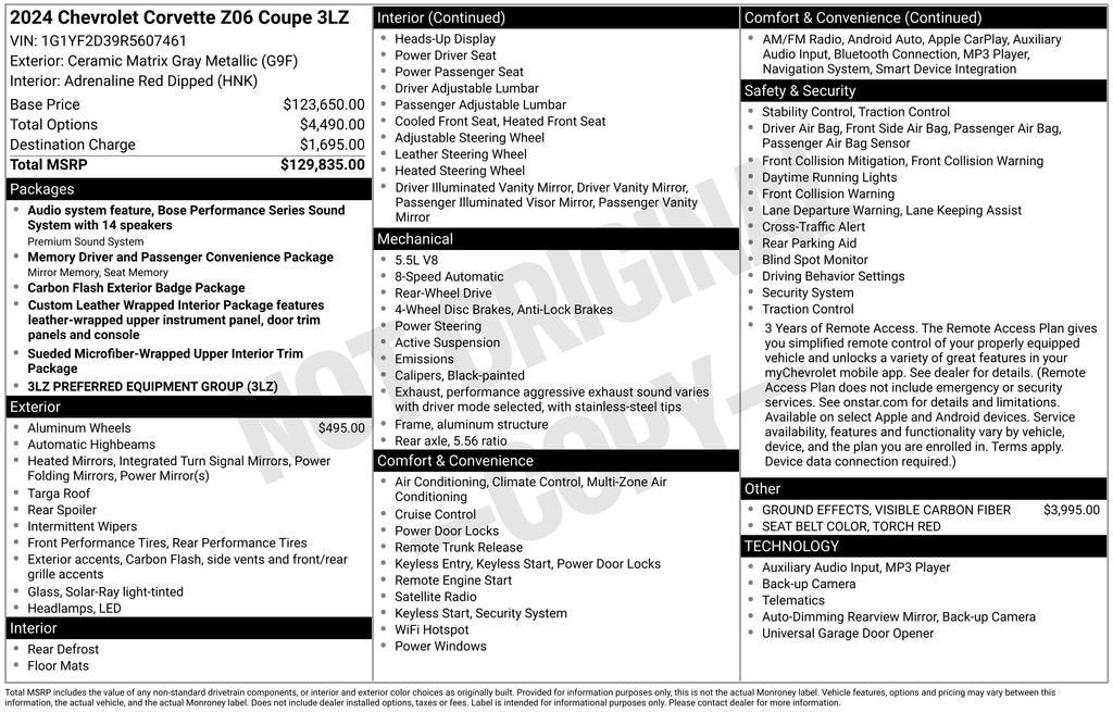 2024 Chevrolet Corvette Z06 3LZ
