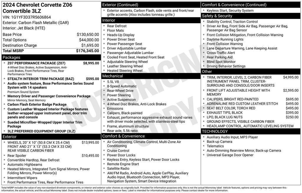 2024 Chevrolet Corvette Z06 3LZ