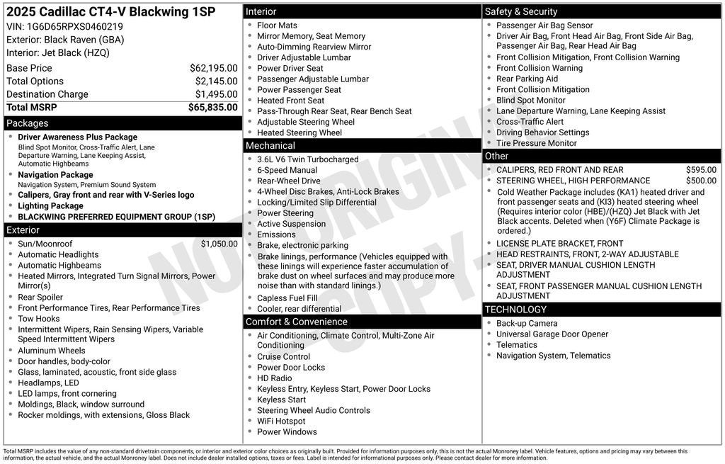 2025 Cadillac CT4-V V-Series Blackwing