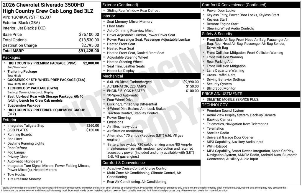 2026 Chevrolet Silverado 3500 HD High Country DRW