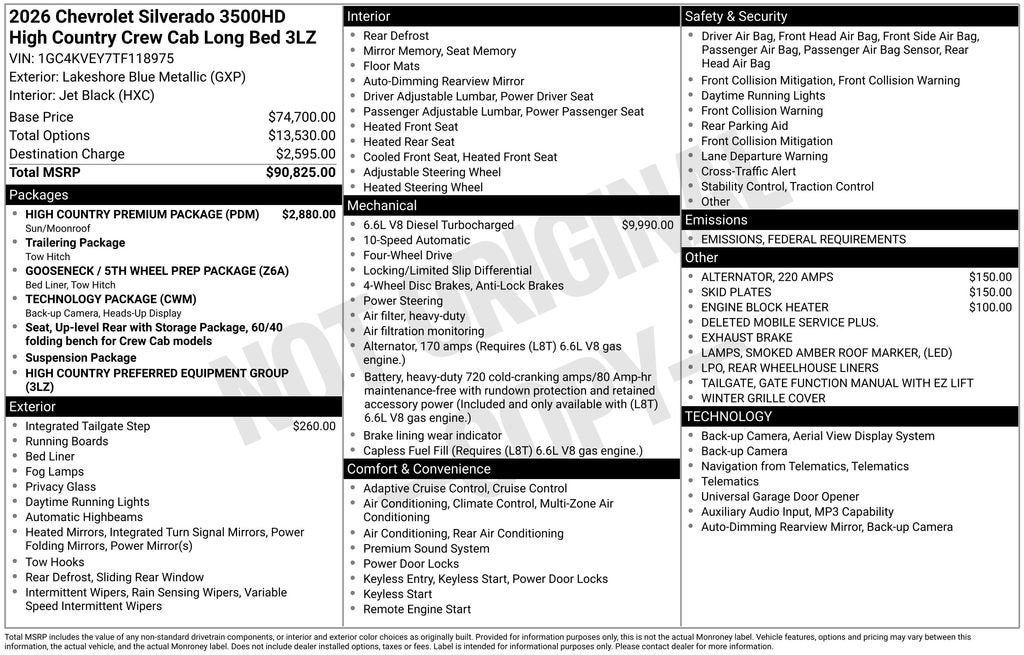 2026 Chevrolet Silverado 3500 HD High Country DRW