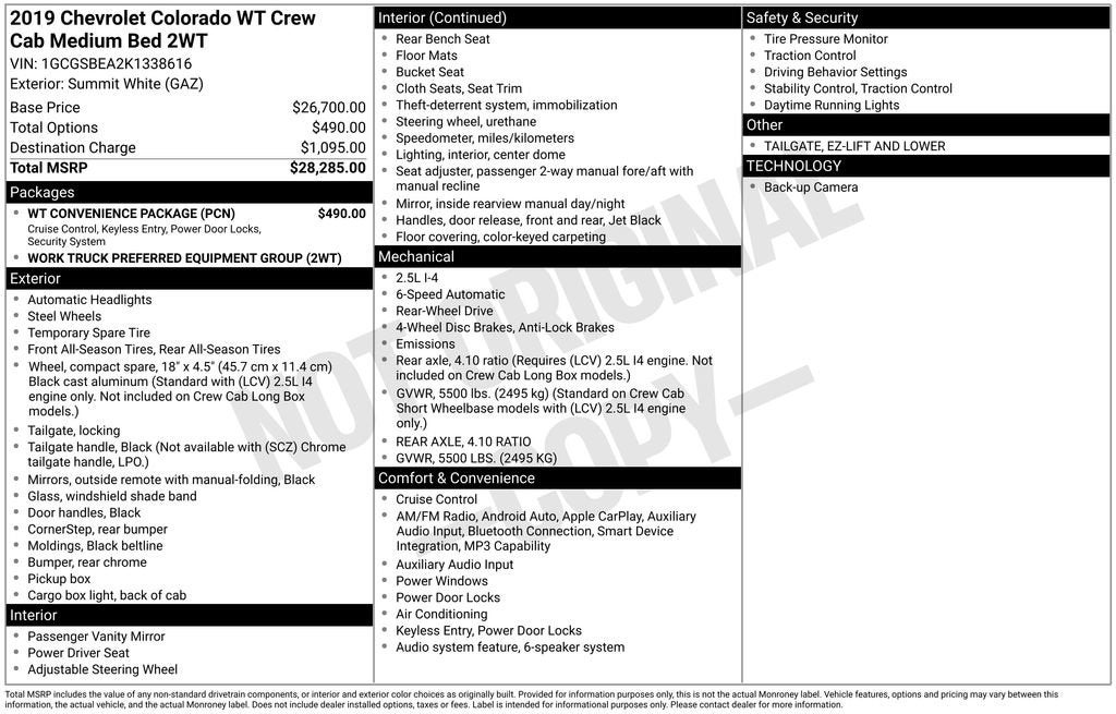 2019 Chevrolet Colorado 2WD Work Truck