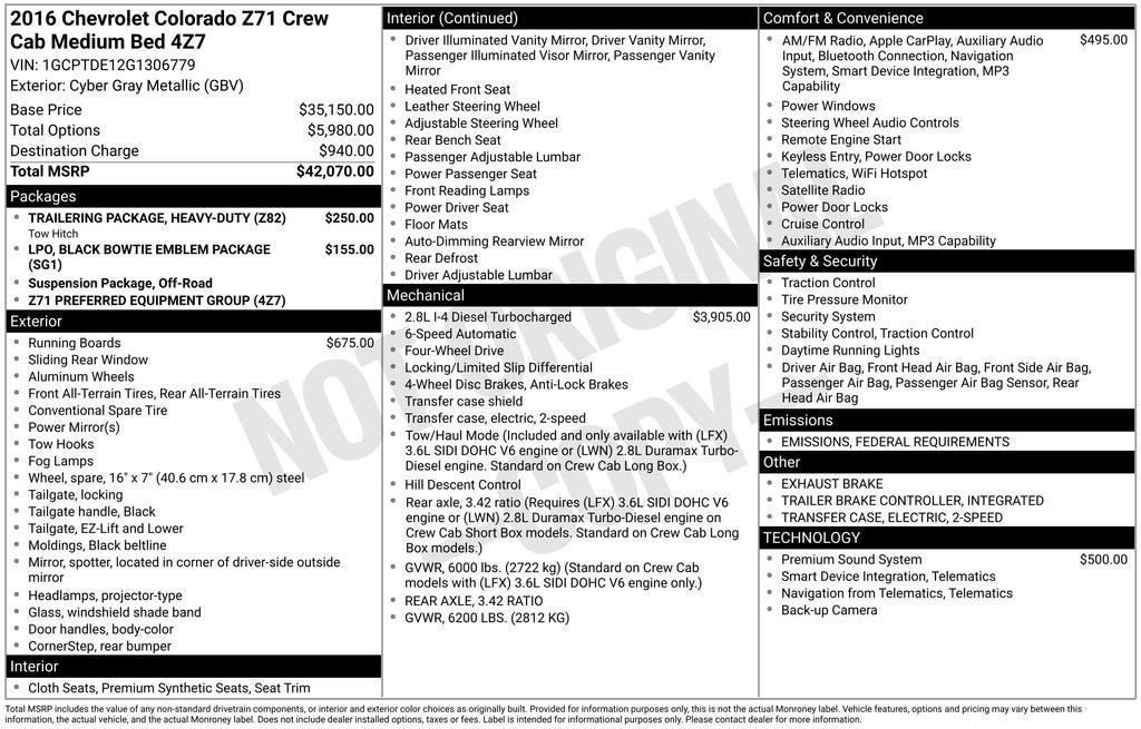 2016 Chevrolet Colorado 4WD Z71