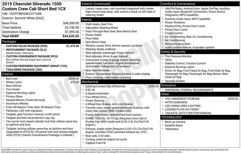 2019 Chevrolet Silverado 1500 Custom