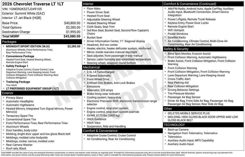 2026 Chevrolet Traverse LT