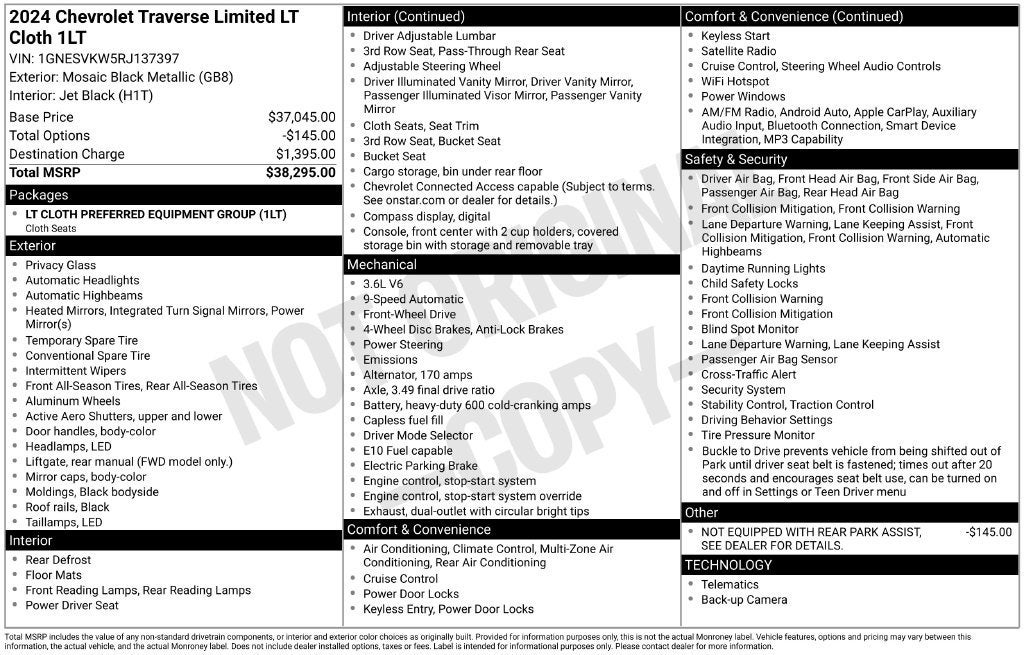 2024 Chevrolet Traverse Limited LT Cloth