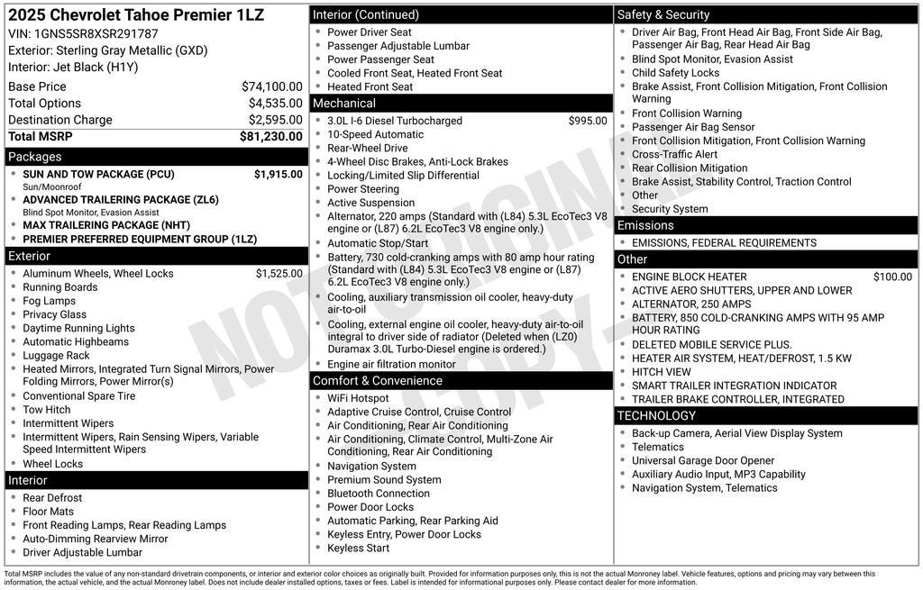 2025 Chevrolet Tahoe Premier