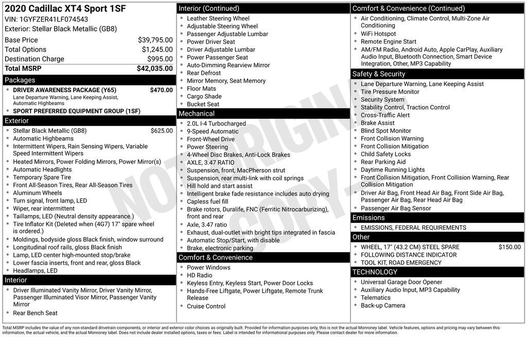 2020 Cadillac XT4 Sport