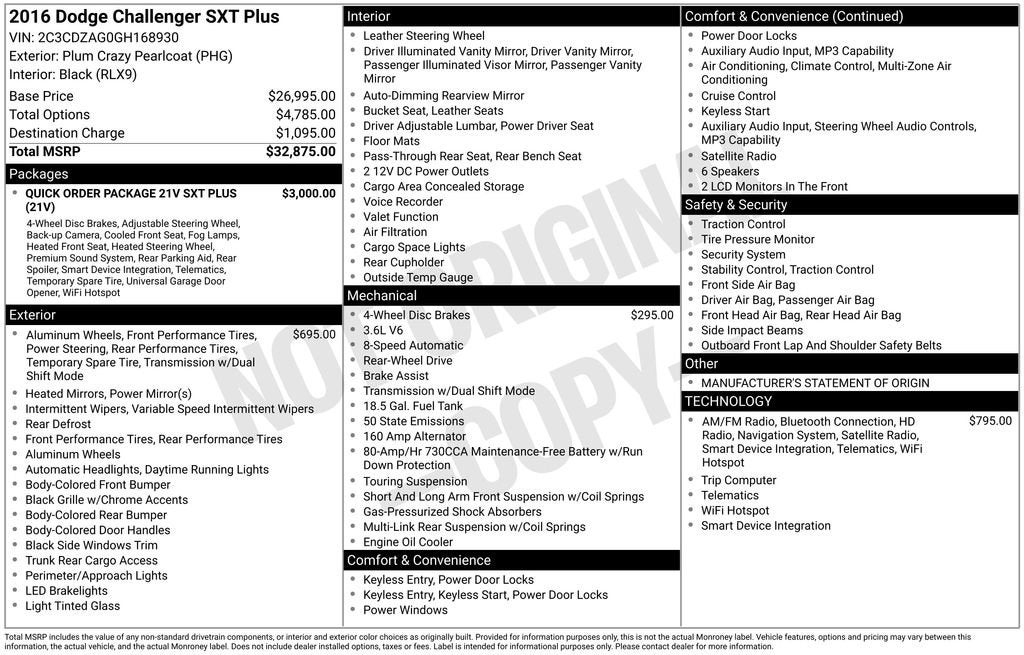 2016 Dodge Challenger SXT Plus