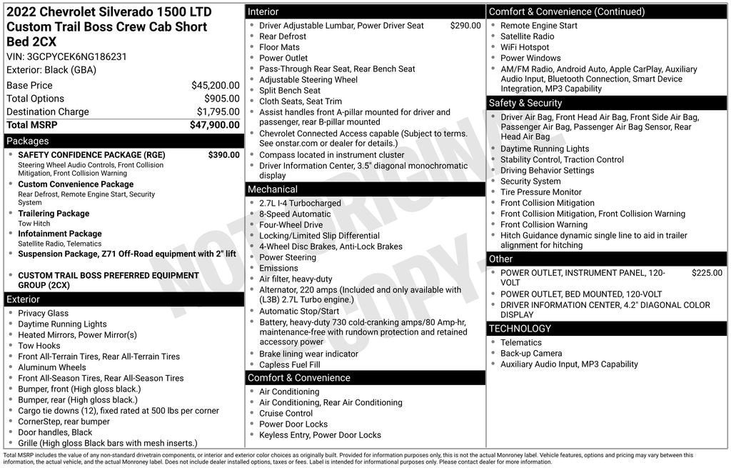 2022 Chevrolet Silverado 1500 LTD Custom Trail Boss