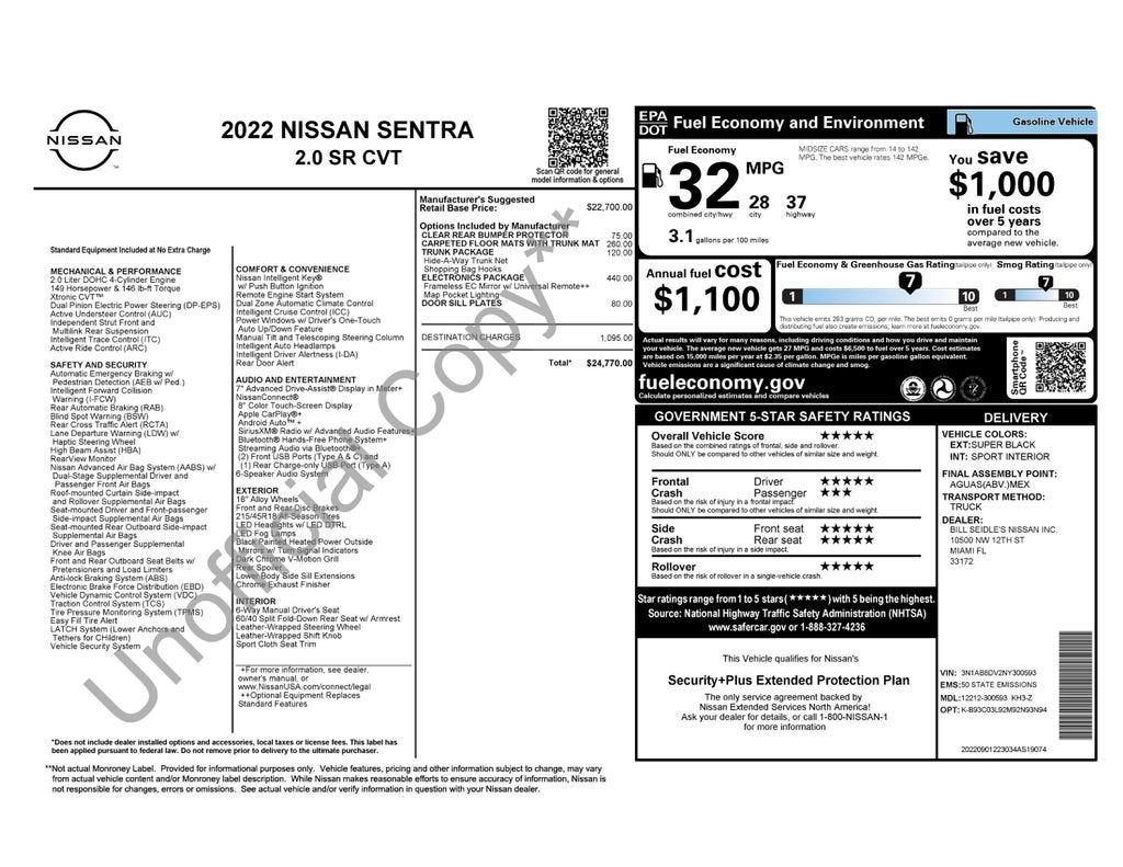 2022 Nissan Sentra SR Xtronic CVT