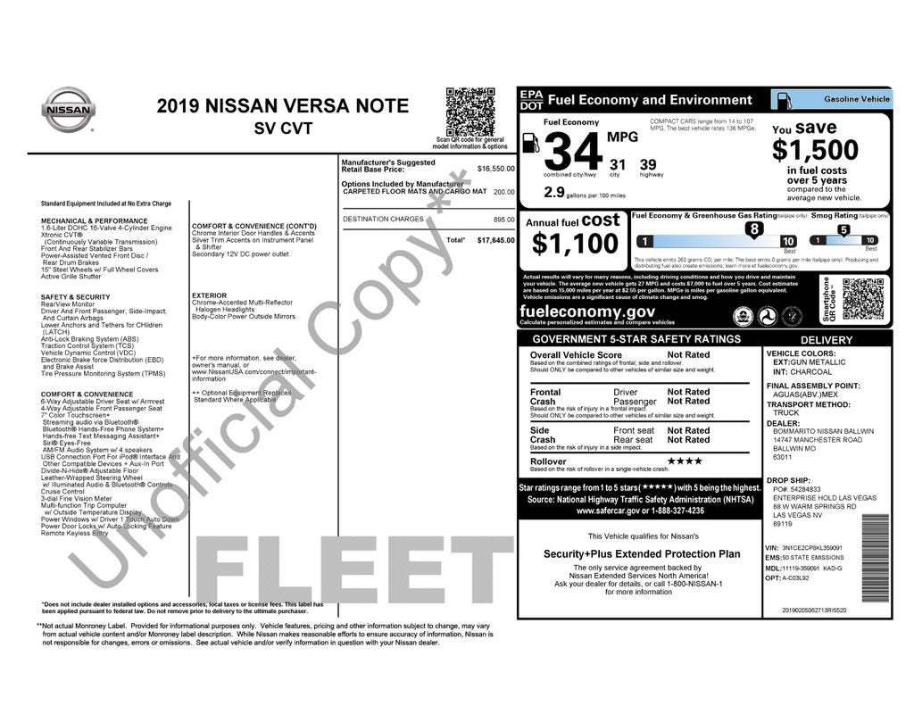 2019 Nissan Versa Note SV
