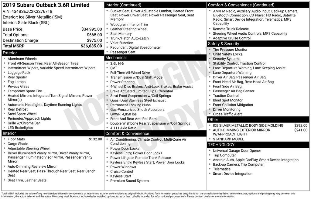 2019 Subaru Outback Limited