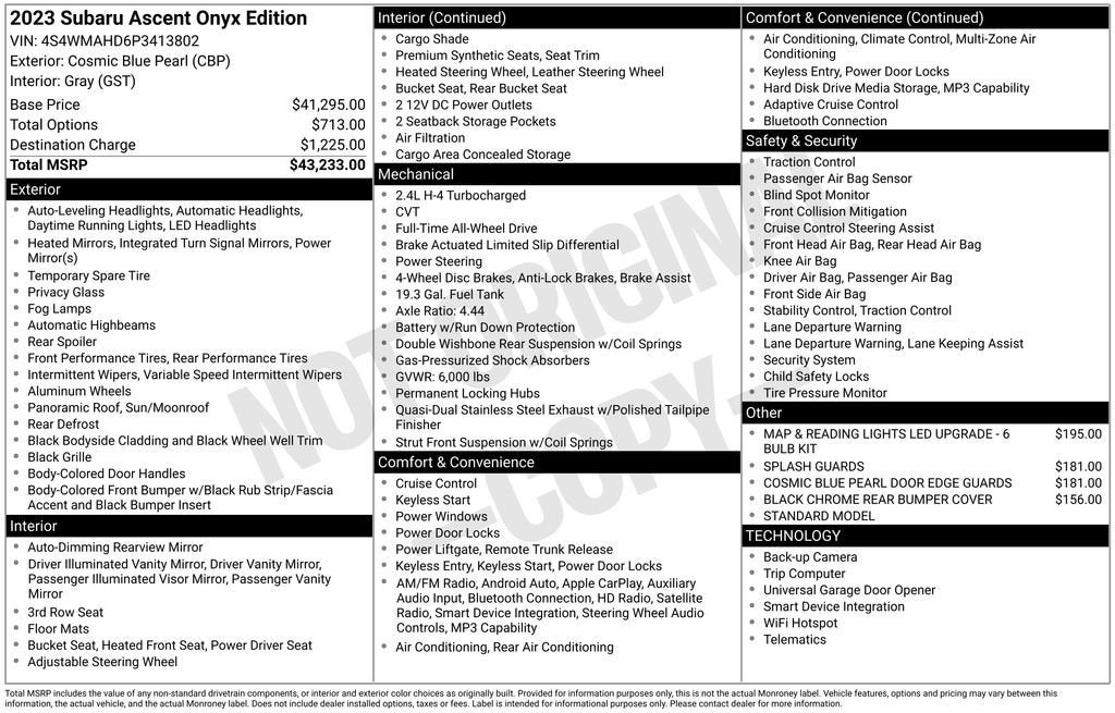 2023 Subaru Ascent Onyx Edition