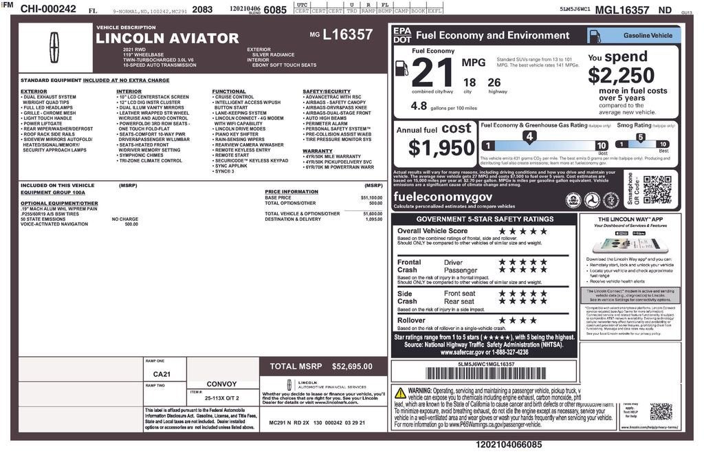 2021 Lincoln Aviator Standard
