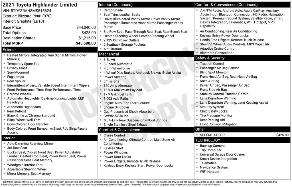 2021 Toyota Highlander Limited