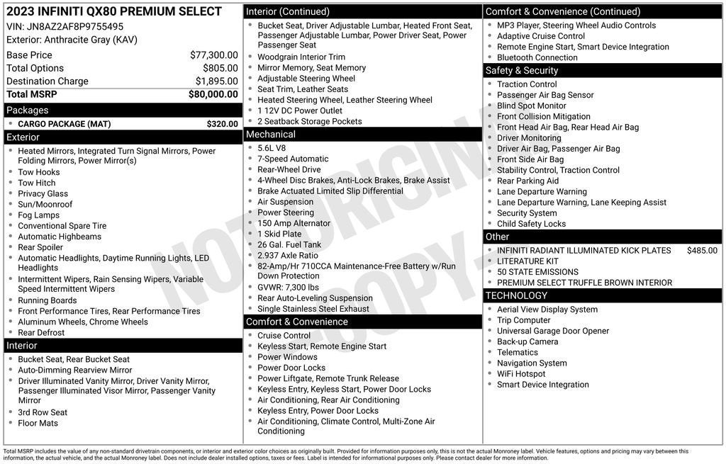 2023 INFINITI QX80 PREMIUM SELECT