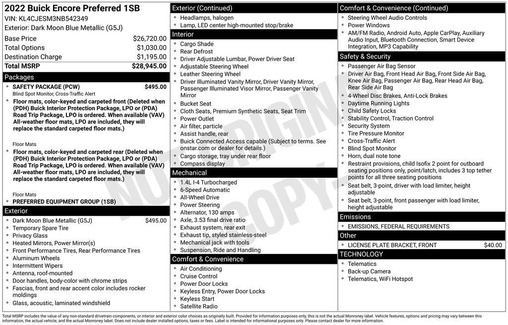 2022 Buick Encore Preferred